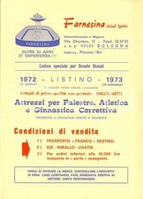 1972 BOLOGNA Articoli sportivi FARNESINA Listino attrezzi palestra e ginnastica
