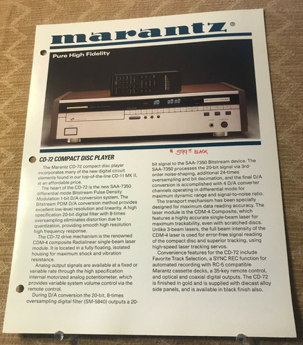 Marantz lettore brochure - marantz, cd-72