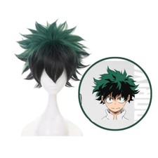 Parrucca corta My Hero Academia Deku Izuku Midoriya cosplay verde nero colori misti