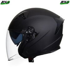 Casco Jet Nero Opaco Doppia