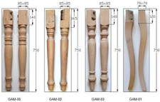KIT gambe in legno da verniciare per tavolo, piedi quadri e torniti