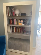 NUOVO libreria color bianco e grigio, con 5 ripiani porta libri e 