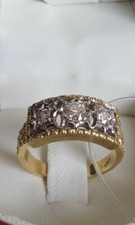 Anello in oro giallo con diamanti taglio vecchio europeo ct 0,50