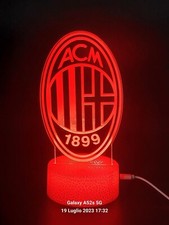 Lampada led multicolore squadra di Calcio  Milan  personalizzabile juve scudetto