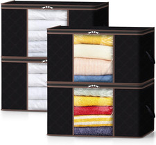 4 Pezzi Scatole per Armadio 75L, Scatole per Vestiti Pieghevole, Contenitori per
