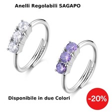 S'agapo Anello Donna Dazzly in acciaio regolabile zirconi SDZ155 SDZ156 Sagapo