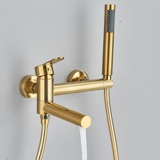 Miscelatore doccia vasca Rubinetto da bagno oro con doccetta a parete ottone