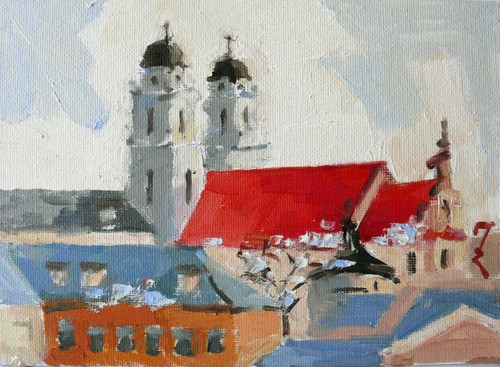 Dipinto olio originale città - dipinto,