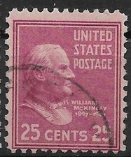 U.S.A. 1938 William McKinley 25c deep red lilac  #829 (3)