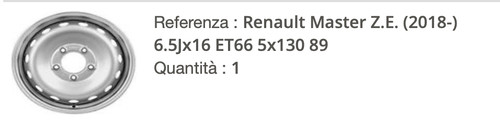 Cerchione ruota renault master - ruota,