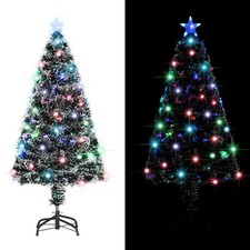 Albero di Natale Preilluminato con Supporto e LED 120 cm Fibra Ottica 099home