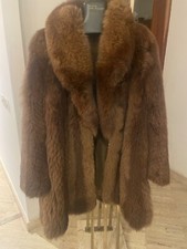 Bellissimo cappotto in vera pelliccia di visone marrone vintage italiano taglia 10