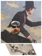 Gemello Singolo gemelli uomo Antico vintage argento 800 Cavallo Cavalli