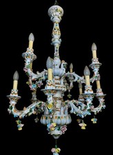 Imponente lampadario Rococò veneziano Capodimonte 120x70 cm