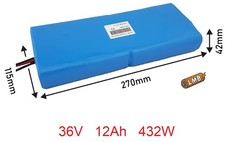 Ricambio interno "portapacchi" al litio 36V12Ah 42x270x115 mm