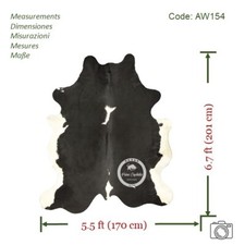 Tappeto in pelle di mucca bianco e nero capelli di alta qualità su pelle Dime...