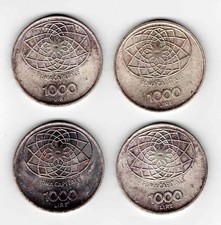 ITALIA - Lotto di 4  monete da 1000 Lire argento 1970