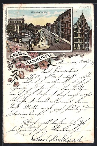 Litografia hannover ferrovia - litografia, hannover,