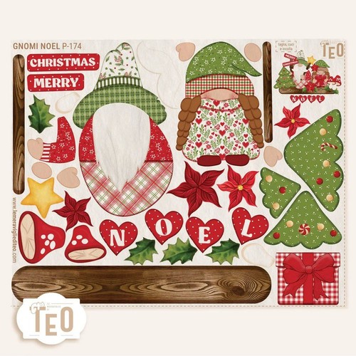 Pannolenci stampato gnomi noel - stampato,