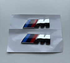 2x BMW M emblema logo argento