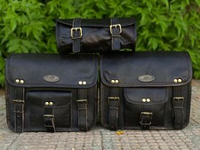 Borse Laterali Per Moto Racer In Pelle Combo Di 3 Borse