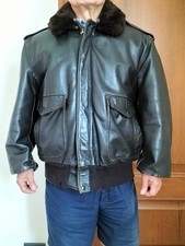 SCHOTT GIUBBOTTO VINTAGE IN PELLE MARRONE BOMBER AVIATORE Tg. 48.