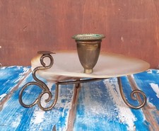 Portacandela in Ottone e Madreperla  Lucerniere Lampada Bugia Conchiglia Shell