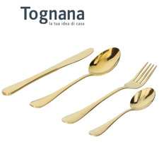 SET 4 POSATE COLOR ORO DA TAVOLA TOGNANA ACCIAIO INOX DORATO DECORATIVE ELEGANTI