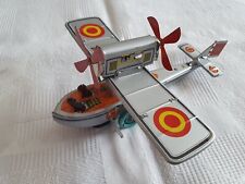 GIOCHI DI LATTA VINTAGE AEREO ELICA CARICA A MOLLA RIPRODUZIONE FABBRI 18 CM