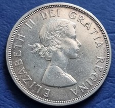 MONETA COIN QUEEN ELIZABETH CANADA SILVER DOLLAR ONE $ 1964 QUÉBEC CHARLOTTETOWN