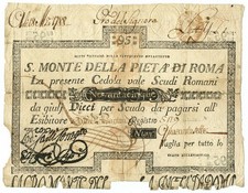 95 SCUDI BOLLATURA ASSISI CEDOLA SACRO MONTE DELLA PIETÀ DI ROMA 07/01/1788 MB