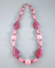 COLLANA VINTAGE VETRO ROSA BIGIOTTERIA