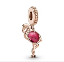 "PANDORA" CHARM ORO ROSA pendente FENICOTTERO ROSA  💖 in confezione originale!