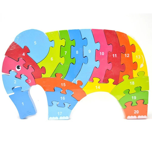 Puzzle legno 20pz elefante - legno,