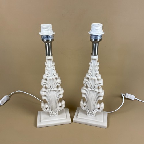 Pair faux marble lamps - marble,