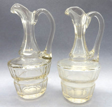 COPPIA DI ANTICHE AMPOLLE IN VETRO - OLIO E ACETO - ACQUA E VINO -