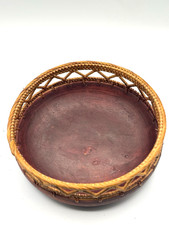 Portafrutta centrotavola in legno diam. 24 cm. altezza 9 cm.