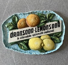 RARA PIASTRA CERAMICA PUBBLICITARIA ORANSODA LEMONSODA ANTONIO BORSATO NOVE
