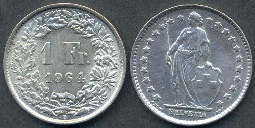 Switzerland franc 1964 ag - switzerland,