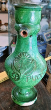 BEVI SE PUOI Brocca ceramica rilievo invetriatura verde - GROTTAGLIE primi 900