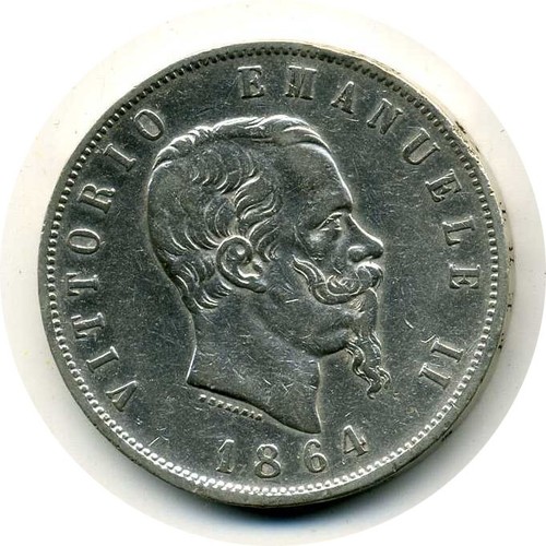 Regno italia 5 lire 1864 - ,