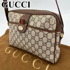 Borsa a tracolla Gucci Old Sherry Line GG Plus pelle PVC marrone beige vintage