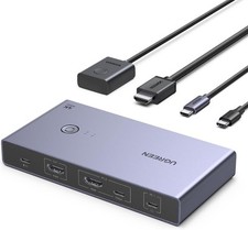 Switch HDMI USB C 4K 60Hz 2 Ingressi 1 Uscita con 4 Porte USB 3.0 3A1C 5Gbps Com