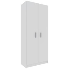 Armadio armadietto multiuso a colonna con 2 ante e ripiani portascope bianco