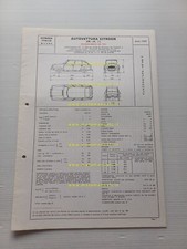 Citroen AMI 8 AM-JA 1969 scheda riconoscimento tipo Motorizzazione Facsimile