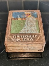 Rara Scatola Da Collezione Metallica 100 X CIGARETTE REITSCHULE EXTRA Verso 1930