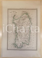 1864 Atlante Geografico Universale -Isola di SARDEGNA *Ed. GUIGONI Tav. XI Mappa