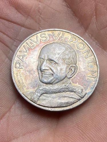 Medaglia argento papa paolo - medaglia, in
