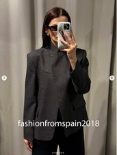 ZARA NUOVO BLAZER DONNA 100% LANA ZW COLL GIACCA GRIGIO MARL XS-XL 8504/812/803