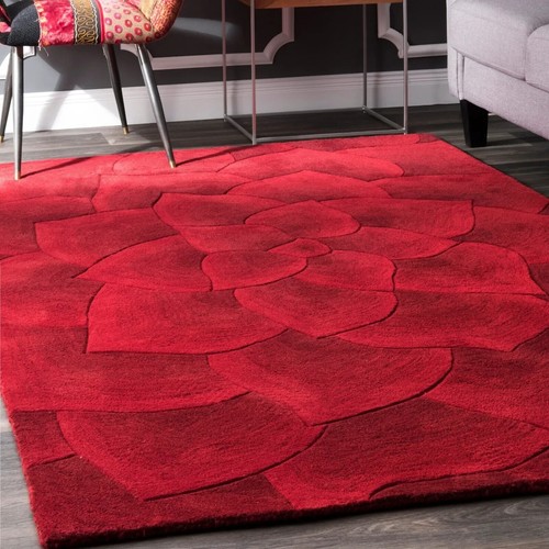 Tappeto rosa rosso trapuntato